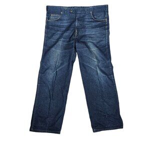 Sansabelt Mens Dark Wash Denim Jeans Size 40 Relaxed Fit Blue Straight Leg